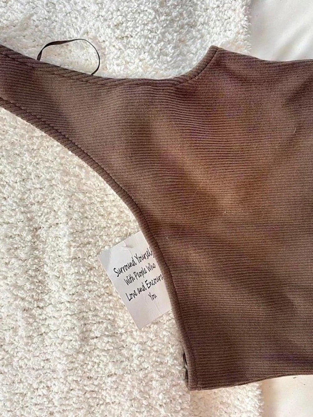 Winds of Change Ribbed Crop Top in Brown Size Small Like New
